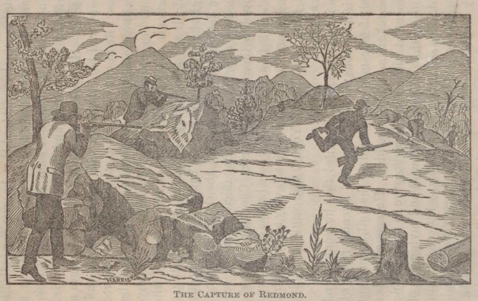 A drawing of Lewis Redmond's capture in 1881