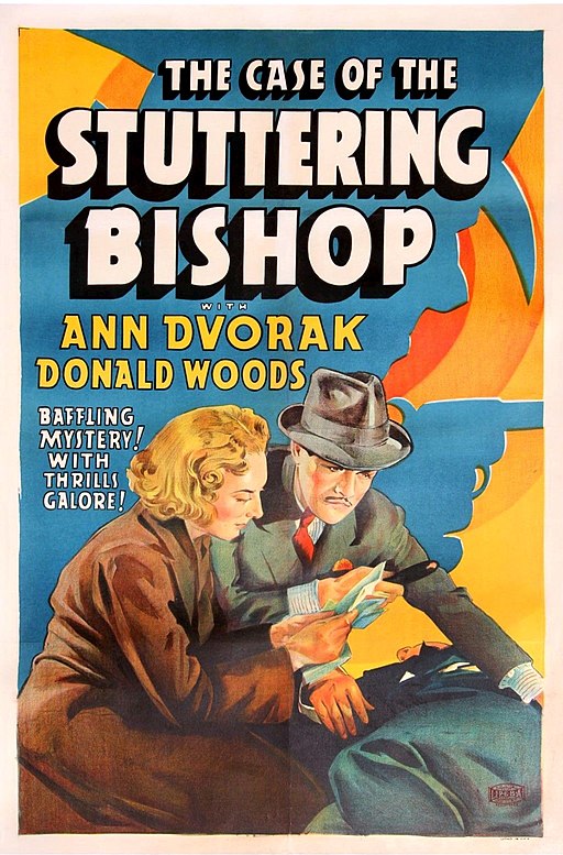 Movie poster showing a man and a woman examining a dead body.