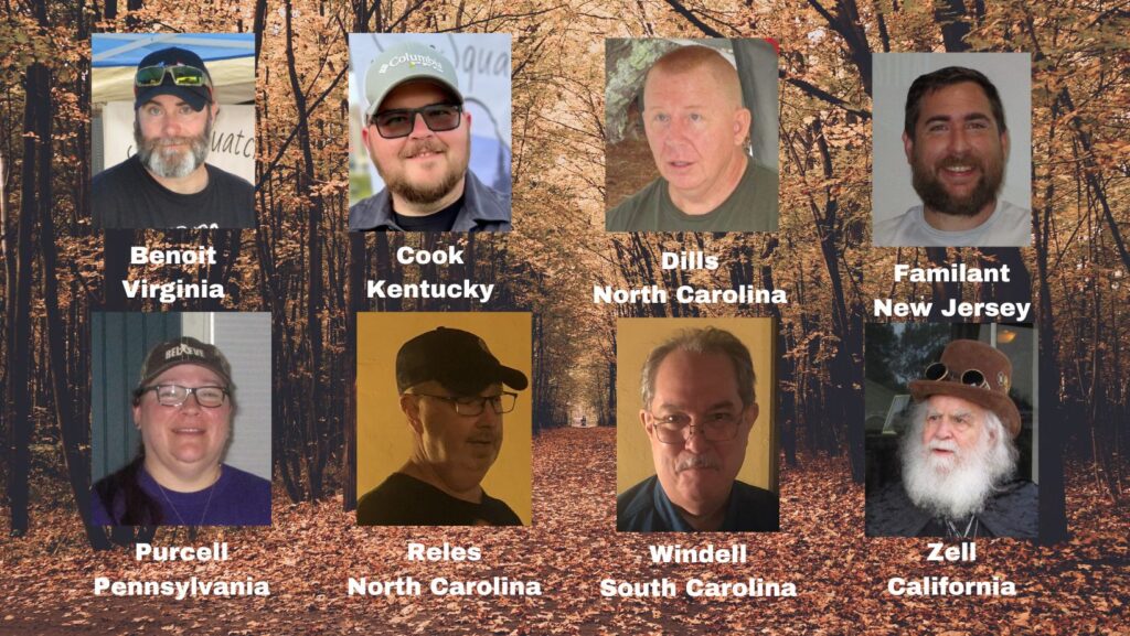 Headshots of 2023 SC Bigfoot Festival Speakers on a woodland background